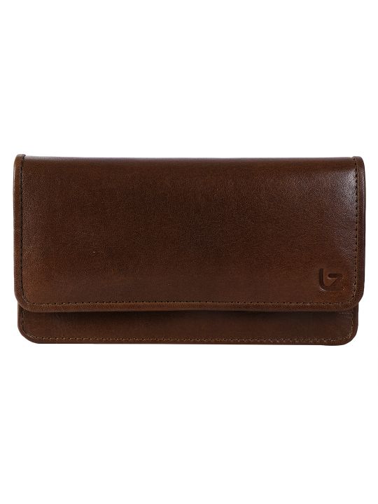 Leather Zentrum Genuine Leather Brown Casual Wallet Clutch For Ladies (8 Card Slots)