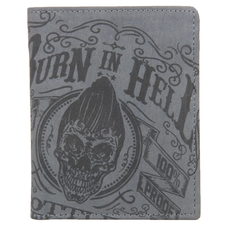 Leather Zentrum Genuine Leather Classic Skull Print  Bi-Fold Men's Olive Wallet (8 Card Slots)