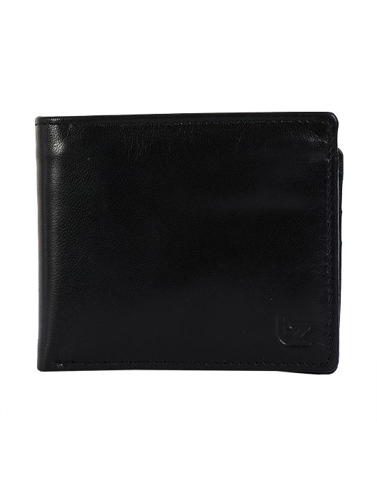 Leather Zentrum Genuine Leather Black Casual Bi-Fold Wallet With RFID Protected For Men's (10 Card Slots)