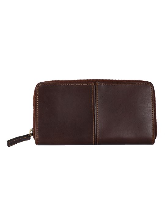 Leather Zentrum Brown Leather Stylish Wallet Clutch For Women's