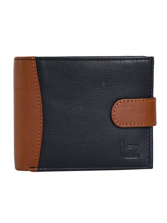 Leather Zentrum Black & Tan Casual Bi-Fold Leather Men's Wallet (7 Card Slots)