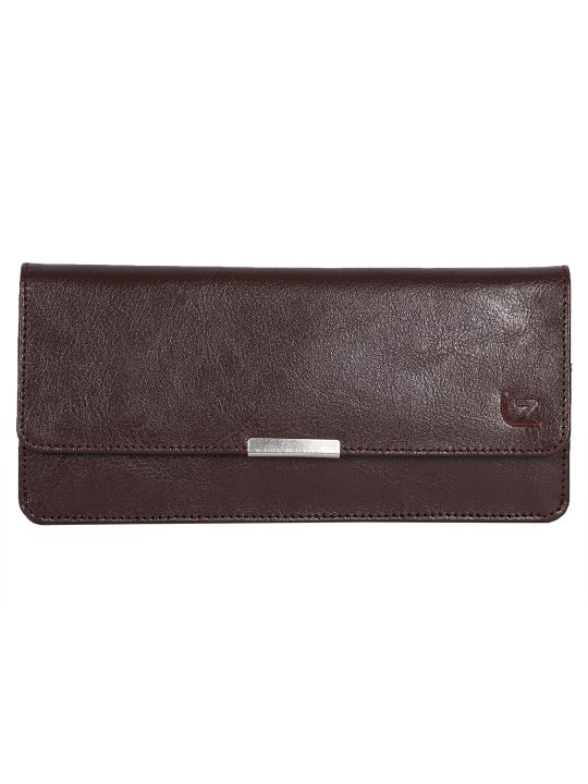 Leather Zentrum Brown Leather Clutch For Women's