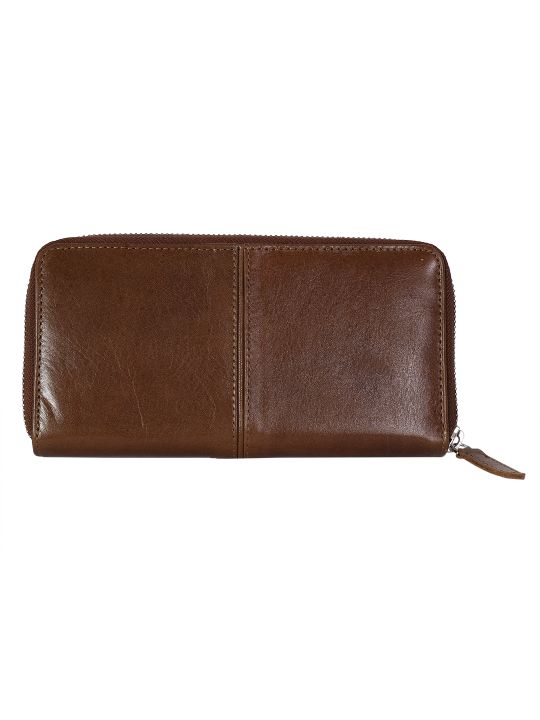 Leather Zentrum Brown Leather Casual Wallet Clutch For Women's